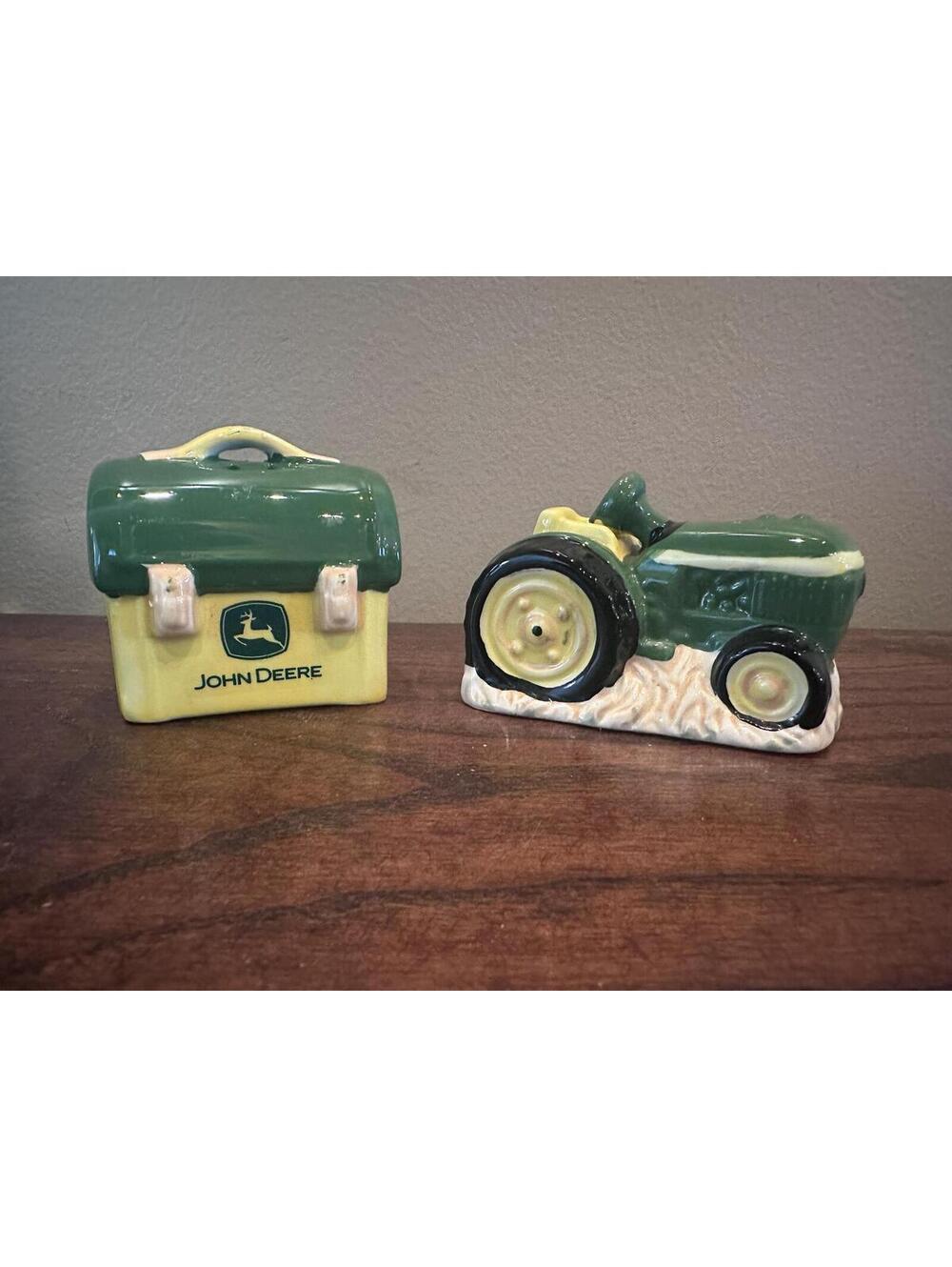 John Deere Tractor and Lunch Box Salt and Pepper Shakers